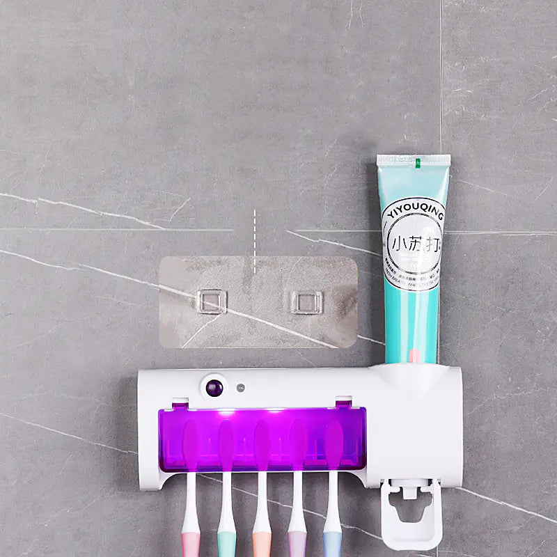 Toothbrush Sterilizer, Holder, Automatic Toothpaste Dispenser