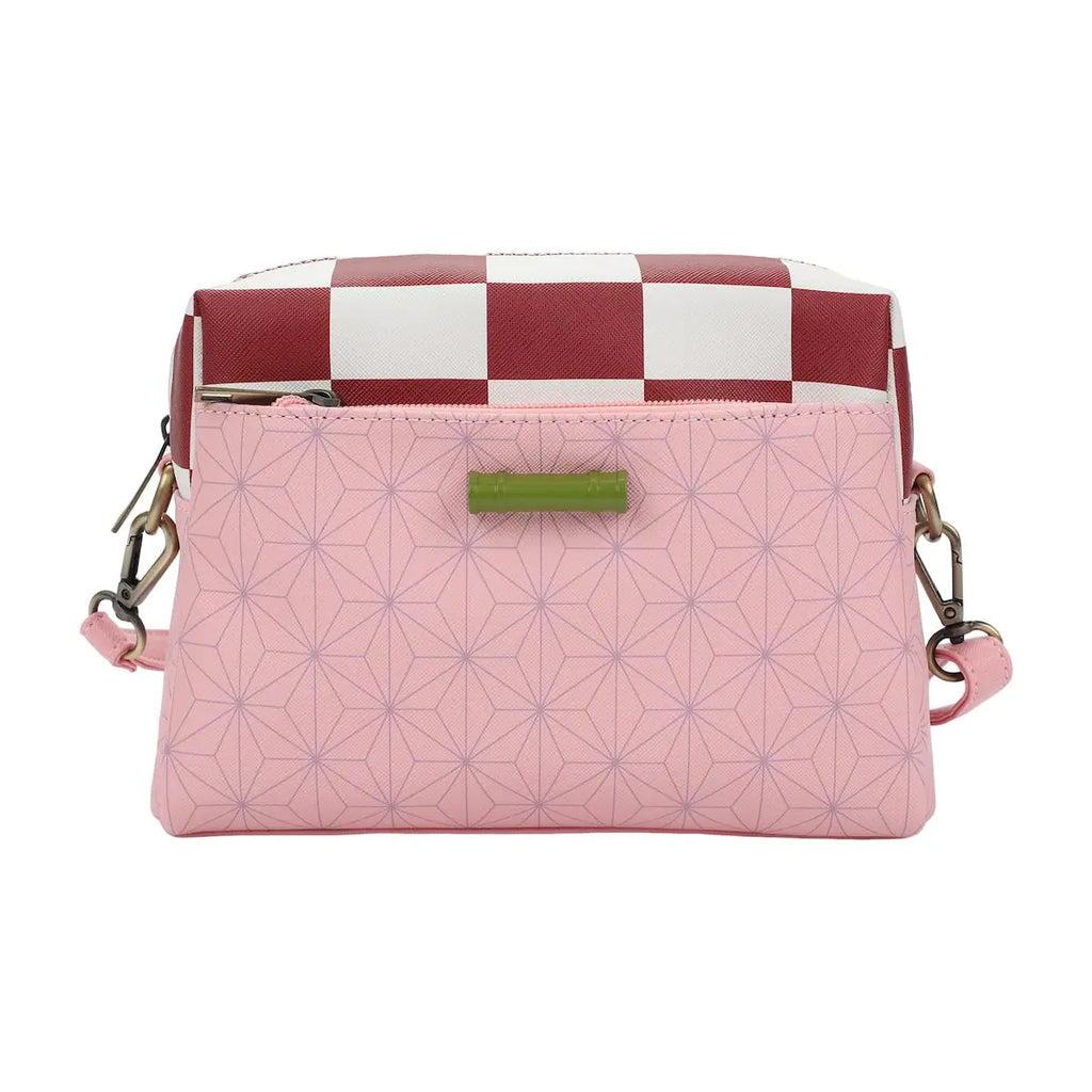 Demon Slayer Nezuko Metal Badge Womens Pink Crossbody Handbag