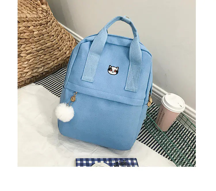 Korean Style Canvas Embroidered Backpack