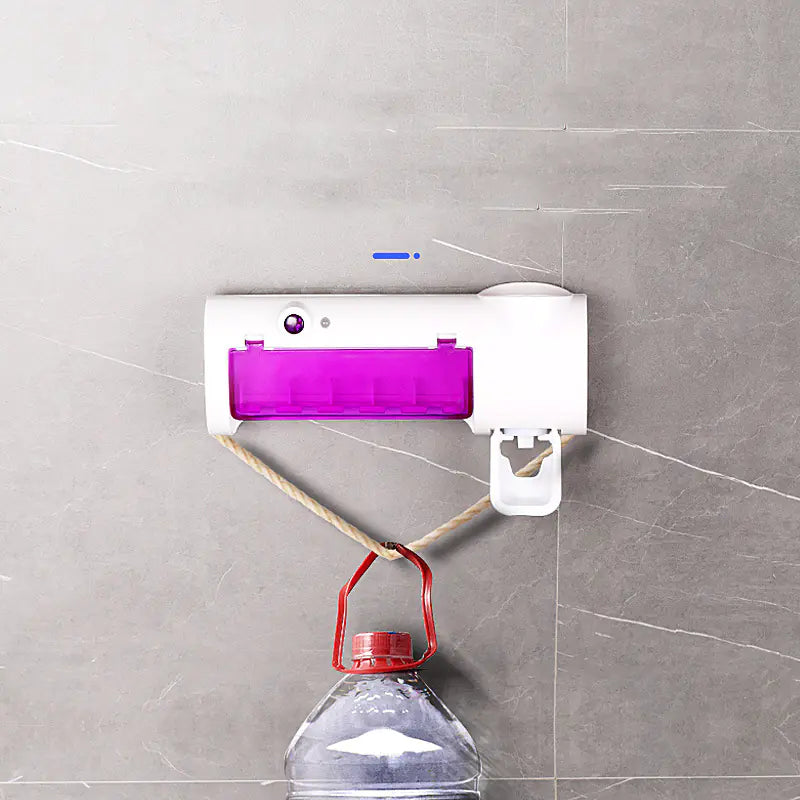 Toothbrush Sterilizer, Holder, Automatic Toothpaste Dispenser