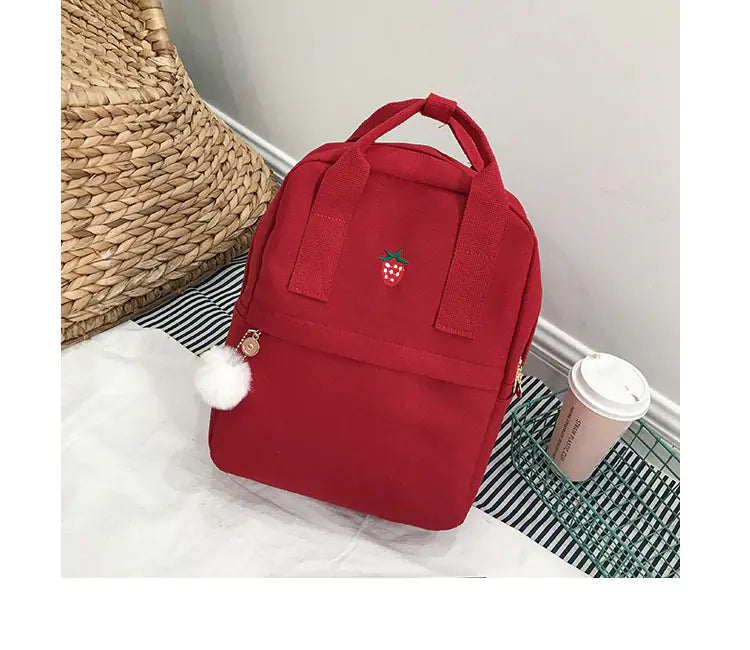 Korean Style Canvas Embroidered Backpack