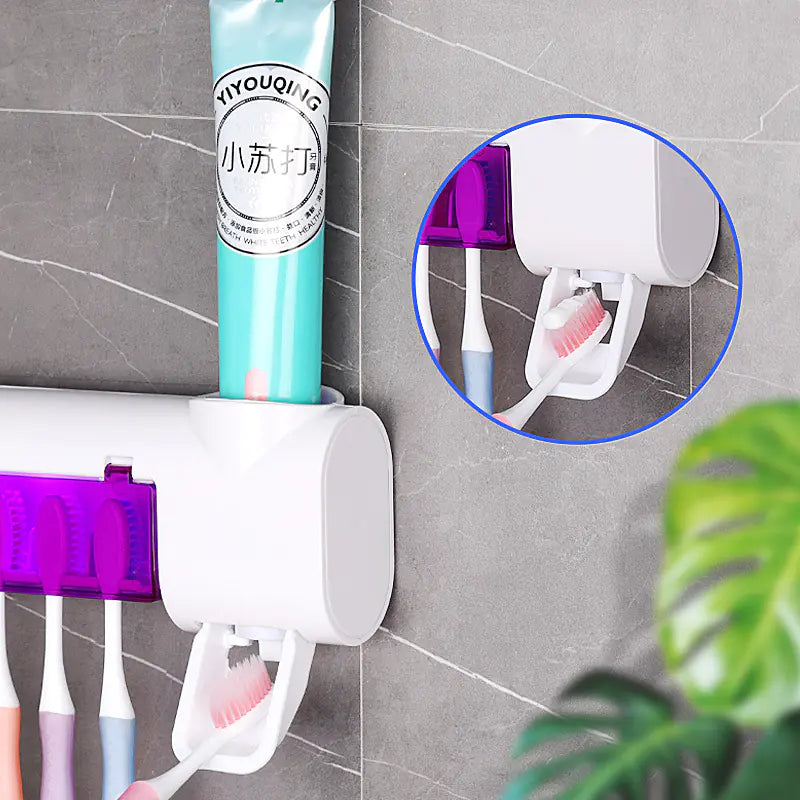 Toothbrush Sterilizer, Holder, Automatic Toothpaste Dispenser